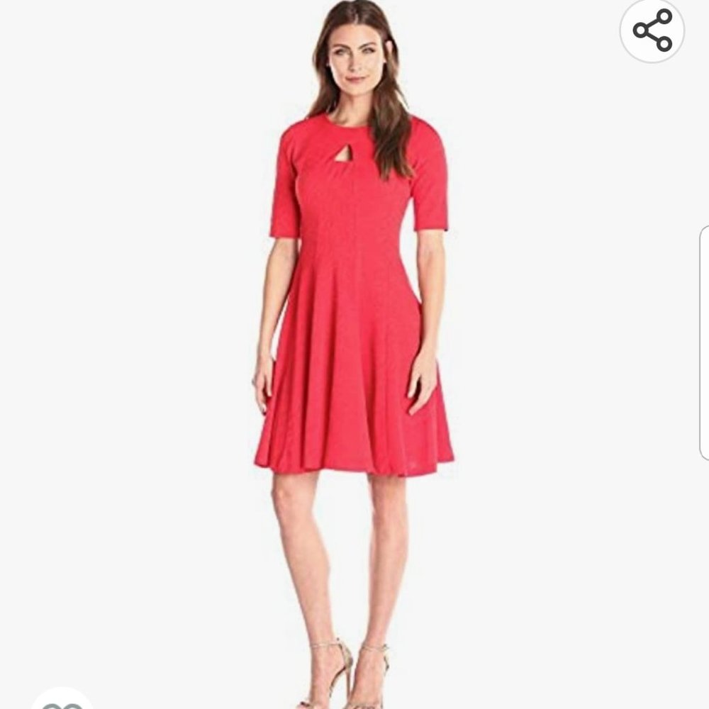 Julian Taylor Women's Elbow Sleeve Flare Dress, Size 10, Red